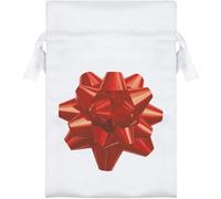 Azeeda 15cm 'Red Gift Bow' Satin Drawstring Bag/Pouch (SB00137701)