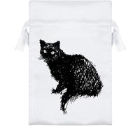 Azeeda 15cm 'Scruffy Cat Scribble' Satin Drawstring Bag/Pouch (SB00150077)