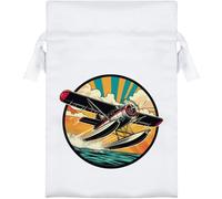 Azeeda 15cm 'Seaplane Taking Off' Satin Drawstring Bag/Pouch (SB00146833)