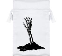Azeeda 15cm 'Skeleton Hand Reaching Out From Dirt' Satin Drawstring Bag/Pouch (SB00137941)