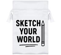 Azeeda 15cm 'Sketch Your World Artist Statement With Penci' Satin Drawstring Bag/Pouch (SB00130129)