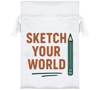 Azeeda 15cm 'Sketch Your World Artist Statement With Penci' Satin Drawstring Bag/Pouch (SB00130133)