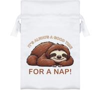 Azeeda 15cm 'Sleepy Sloth Nap Time' Satin Drawstring Bag/Pouch (SB00154565)