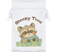 Azeeda 15cm 'Sleepy Time Raccoon' Satin Drawstring Bag/Pouch (SB00156861)