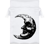 Azeeda 15cm 'Smiling Crescent Moon Face' Satin Drawstring Bag/Pouch (SB00133109)