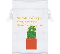 Azeeda 15cm 'Some Things Are Worth Waiting For' Satin Drawstring Bag/Pouch (SB00156957)