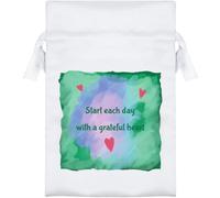 Azeeda 15cm 'Start Each Day With A Grateful Heart' Satin Drawstring Bag/Pouch (SB00134361)