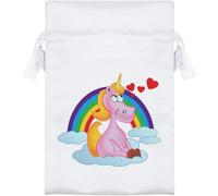 Azeeda 15cm 'Unicorn and Rainbow' Satin Drawstring Bag/Pouch (SB00143321)