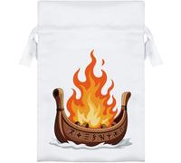 Azeeda 15cm 'Viking Funeral Pyre Ship' Satin Drawstring Bag/Pouch (SB00146697)