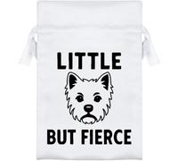 Azeeda 15cm 'Westie Little But Fierce' Satin Drawstring Bag/Pouch (SB00126513)