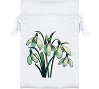 Azeeda 15cm 'Wild Snowdrop Flowers' Satin Drawstring Bag/Pouch (SB00140633)