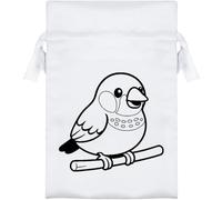 Azeeda 15cm 'Zebra Finch' Satin Drawstring Bag/Pouch (SB00136213)