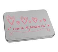 Azeeda 170mm 'Love Is All Around Us' Metal Hinged Tin/Storage Box (TT00334838)