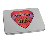 Azeeda 170mm 'Red Heart With 'Love Me!' Text' Metal Hinged Tin/Storage Box (TT00303683)