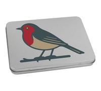 Azeeda 170mm 'Robin on a Branch' Metal Hinged Tin/Storage Box (TT00292919)