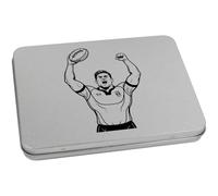 Azeeda 170mm 'Rugby Player Celebrating' Metal Hinged Tin/Storage Box (TT00321368)