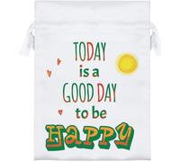 Azeeda 18cm 'A Good Day To Be Happy' Satin Drawstring Bag/Pouch (SB00132506)