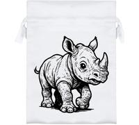 Azeeda 18cm 'Baby Rhino' Satin Drawstring Bag/Pouch (SB00154966)