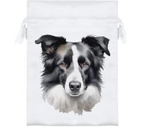 Azeeda 18cm 'Border Collie Portrait' Satin Drawstring Bag/Pouch (SB00149670)