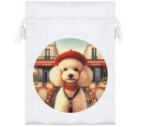 Azeeda 18cm 'Chic French Poodle' Satin Drawstring Bag/Pouch (SB00127658)