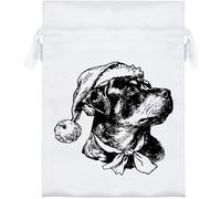 Azeeda 18cm 'Christmas Rottweiler Portrait' Satin Drawstring Bag/Pouch (SB00138842)
