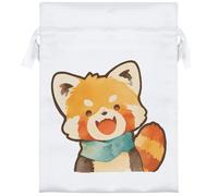 Azeeda 18cm 'Cute Excited Red Panda Wearing Scarf' Satin Drawstring Bag/Pouch (SB00127766)
