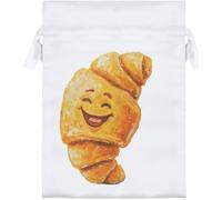 Azeeda 18cm 'Cute Happy Croissant ' Satin Drawstring Bag/Pouch (SB00133282)