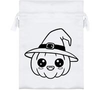 Azeeda 18cm 'Cute Kawaii Halloween Pumpkin In A Hat ' Satin Drawstring Bag/Pouch (SB00132422)