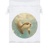 Azeeda 18cm 'Cute Otter Swimming' Satin Drawstring Bag/Pouch (SB00151214)