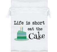 Azeeda 18cm 'Eat The Cake' Satin Drawstring Bag/Pouch (SB00131962)
