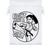 Azeeda 18cm 'Fight Like a Girl' Satin Drawstring Bag/Pouch (SB00126110)