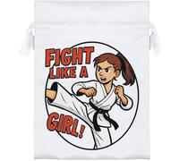 Azeeda 18cm 'Fight Like a Girl' Satin Drawstring Bag/Pouch (SB00126114)