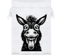 Azeeda 18cm 'Funny Donkey Face' Satin Drawstring Bag/Pouch (SB00158665)