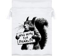 Azeeda 18cm 'Funny Squirrel Work For Peanuts' Satin Drawstring Bag/Pouch (SB00127338)