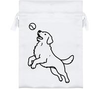 Azeeda 18cm 'Golden Retriever Catching Tennis Ball' Satin Drawstring Bag/Pouch (SB00146234)