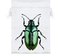 Azeeda 18cm 'Green Metallic Beetle' Satin Drawstring Bag/Pouch (SB00142830)