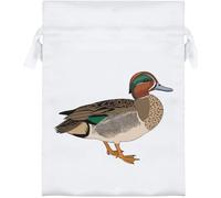 Azeeda 18cm 'Green Winged Teal Duck' Satin Drawstring Bag/Pouch (SB00138102)