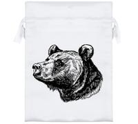 Azeeda 18cm 'Grizzly Bear Portrait' Satin Drawstring Bag/Pouch (SB00128974)