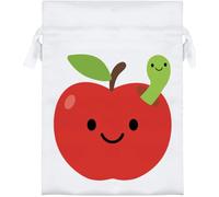 Azeeda 18cm 'Happy Apple with a Worm' Satin Drawstring Bag/Pouch (SB00153938)