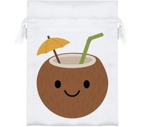 Azeeda 18cm 'Happy Coconut Drink' Satin Drawstring Bag/Pouch (SB00156842)