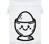 Azeeda 18cm 'Happy Egg Cup' Satin Drawstring Bag/Pouch (SB00135034)
