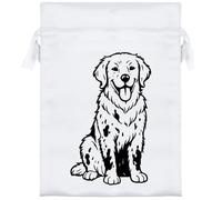 Azeeda 18cm 'Happy Golden Retriever Covered In Mud' Satin Drawstring Bag/Pouch (SB00130106)