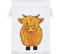 Azeeda 18cm 'Happy Highland Cow' Satin Drawstring Bag/Pouch (SB00132434)
