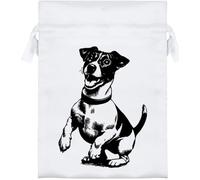 Azeeda 18cm 'Happy Jack Russell' Satin Drawstring Bag/Pouch (SB00146614)