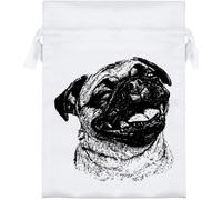 Azeeda 18cm 'Happy Pug Portrait' Satin Drawstring Bag/Pouch (SB00140418)