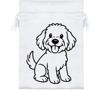 Azeeda 18cm 'Happy Sitting Cockapoo' Satin Drawstring Bag/Pouch (SB00134138)