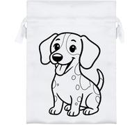 Azeeda 18cm 'Happy Sitting Jack Russell' Satin Drawstring Bag/Pouch (SB00134130)