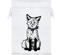 Azeeda 18cm 'Happy Smiling Fox Sitting' Satin Drawstring Bag/Pouch (SB00145566)