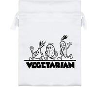 Azeeda 18cm 'Happy Vegetarian' Satin Drawstring Bag/Pouch (SB00155030)