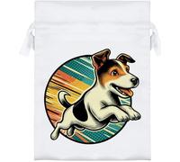 Azeeda 18cm 'Jumping Jack Russell' Satin Drawstring Bag/Pouch (SB00146754)